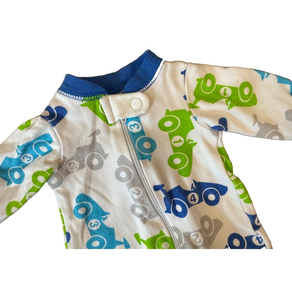 Preemie Baby Boy Sleeper Outfit Romper Racing Race Car Zipper Cotton Reborn Doll